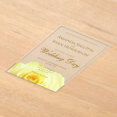 Elegant Yellow Roses Flower Floral Wedding アクリル招待状 (レイダウン)