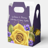 Elegant Yellow Roses, Purple Violets 50th Anniv | フェイバーボックス (オープン)