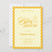 Elegant Yellow Scalloped Baby Shower Invitation 招待状 (正面)