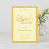 Elegant Yellow Scalloped Baby Shower Invitation 招待状 (スタンド正面)