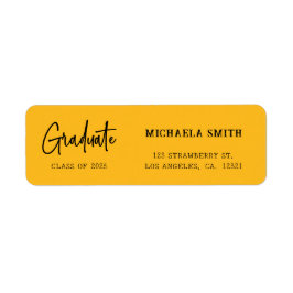 Elegant Yellow Script Graduation Return Address ラベル