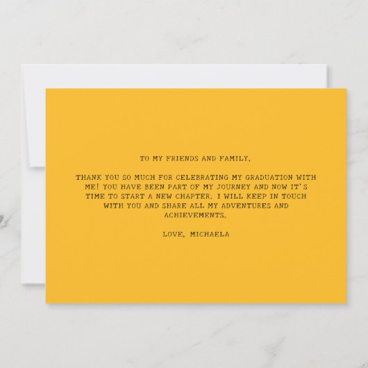 Elegant Yellow Script Typography Math Graduation サンキューカード (裏面)