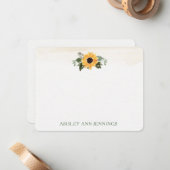 Elegant Yellow Sunflower Personalized Stationery ノートカード (正面/裏面インサイチュ)