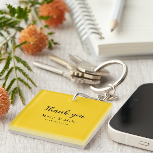 Elegant Yellow Thank You Keychain Gift Idea キーホルダー (正面右)