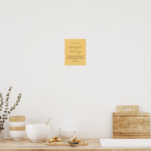 Elegant Yellow Unplugged Ceremony Wedding Sign ポスター (キッチン)