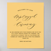 Elegant Yellow Unplugged Ceremony Wedding Sign ポスター (正面)