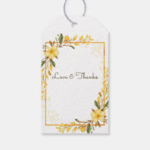 Elegant Yellow Watercolor Floral Bridal Shower ギフトタグ (裏面)