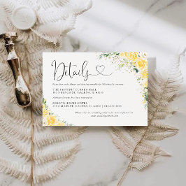 Elegant Yellow Wedding Details Card エンクロージャーカード