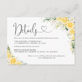 Elegant Yellow Wedding Details Card エンクロージャーカード