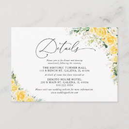 Elegant Yellow Wedding Details Card エンクロージャーカード