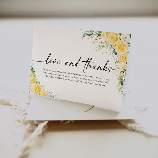 Elegant Yellow Wedding Folded Thank You Card サンキューカード