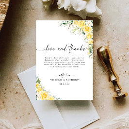 Elegant Yellow Wedding Folded Thank You Card サンキューカード