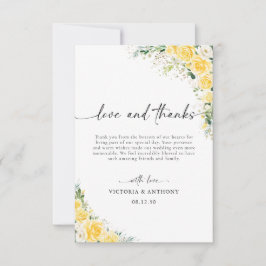 Elegant Yellow Wedding Folded Thank You Card サンキューカード