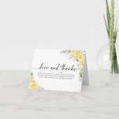 Elegant Yellow Wedding Folded Thank You Card サンキューカード (正面)