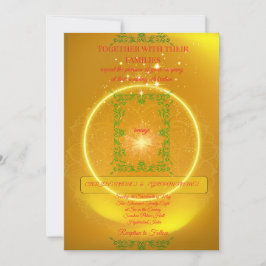 Elegant Yellow Wedding Invitation with Gold Sparks 招待状