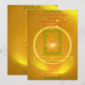 Elegant Yellow Wedding Invitation with Gold Sparks 招待状 (正面/裏面)