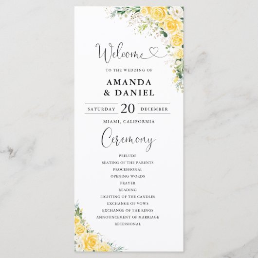 Elegant Yellow Wedding Program プログラム (正面)