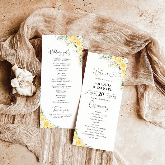 Elegant Yellow Wedding Program プログラム