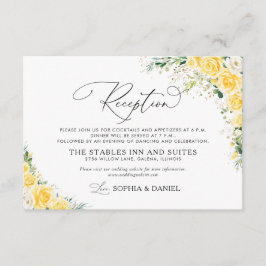 Elegant Yellow Wedding Reception Card エンクロージャーカード