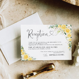 Elegant Yellow Wedding Reception Card エンクロージャーカード
