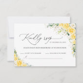 Elegant Yellow Wedding RSVP Card (正面)
