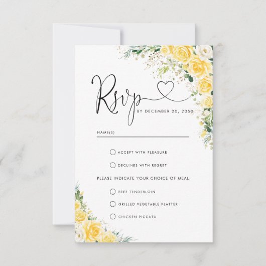 Elegant Yellow Wedding RSVP Card (正面)