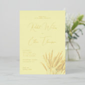 Elegant Yellow Wheat Stalks 箔招待状 (立ち正面)