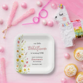 Elegant Yellow Wildflower 1st Birthday Party ペーパープレート (パーティー)