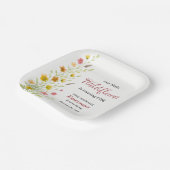 Elegant Yellow Wildflower 1st Birthday Party ペーパープレート (傾斜あり)