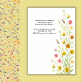 Elegant Yellow Wildflower 1st Birthday Party 招待状