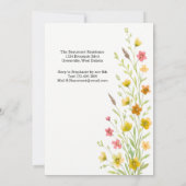 Elegant Yellow Wildflower 1st Birthday Party 招待状 (裏面)