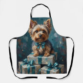 Elegant Yorkshire Terrier Dog Holiday Gift Stack エプロン (正面)