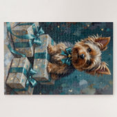 Elegant Yorkshire Terrier Dog Holiday Gift Stack ジグソーパズル (横)