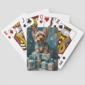 Elegant Yorkshire Terrier Dog Holiday Gift Stack トランプ (裏面)