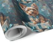 Elegant Yorkshire Terrier Dog Holiday Gift Stack ラッピングペーパー (ロールコーナー)