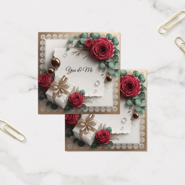 Elegant “You & Me” Gold Cursive Flat Greeting Card (オフィス)