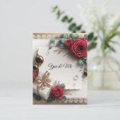 Elegant “You & Me” Gold Cursive Flat Greeting Card シーズンポストカード (スタンド正面)