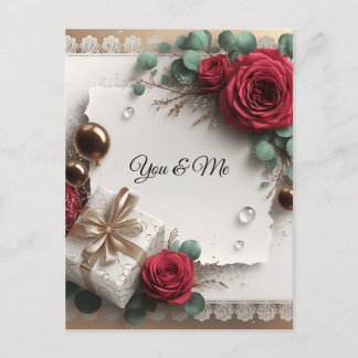 Elegant “You & Me” Gold Cursive Flat Greeting Card シーズンポストカード
