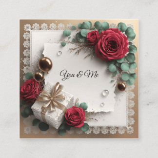 Elegant “You & Me” Gold Cursive Flat Greeting Card スクエア名刺