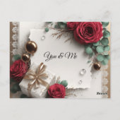 Elegant “You & Me” Gold Cursive Flat Greeting Card ポストカード (裏面)