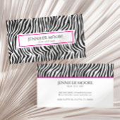 Elegant Zebra Print Pink Black White Custom 名刺