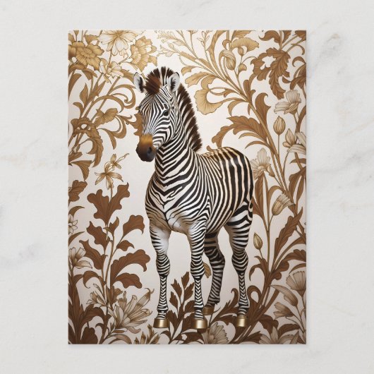 Elegant Zebra William Morris inspired  ポストカード (正面)