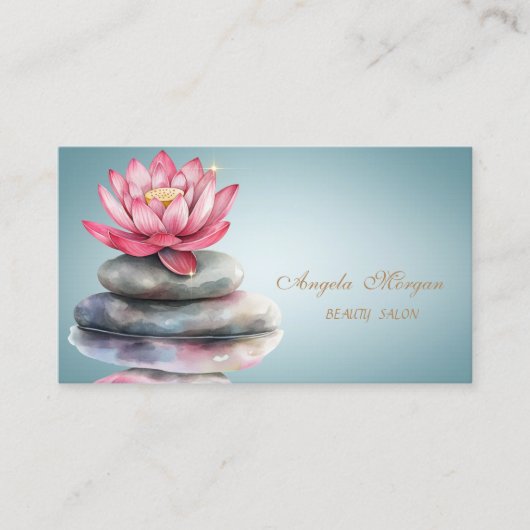 Elegant Zen Stones Blue Lotus Flower 名刺 (正面)