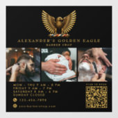 ElegantBarber Shop Golden Eagle Qr Code Logo ウィンドウサイン (シート)