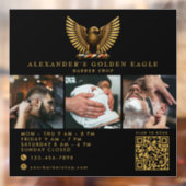 ElegantBarber Shop Golden Eagle Qr Code Logo ウィンドウサイン (シート2)