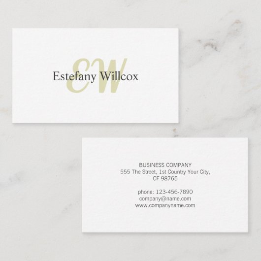 Elegante Blanco Simple Profesional Mínimo 名刺 (正面/裏面)