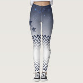 elegante blanco y azul con zigzag レギンス (正面)