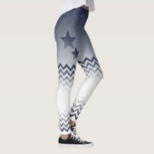 elegante blanco y azul con zigzag レギンス (右)