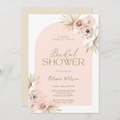Elegante bridal  shower con flores de Boho 招待状 (正面/裏面)