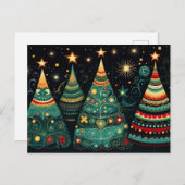 Elegante bunte Weihnachtsbäume ポストカード (正面/裏面)